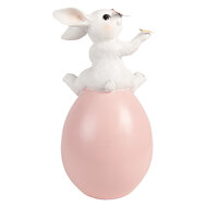 Clayre &amp; Eef | Decoratie Konijn op ei Wit Roze 16x15x29 cm | 6PR5944