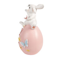 Clayre &amp; Eef | Decoratie Konijn op ei Wit Roze 16x15x29 cm | 6PR5944
