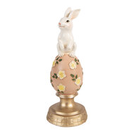 Clayre &amp; Eef | Decoratie Konijn op ei Wit Roze &oslash; 10x26 cm | 6PR5957