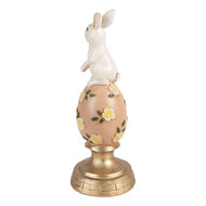 Clayre &amp; Eef | Decoratie Konijn op ei Wit Roze &oslash; 10x26 cm | 6PR5957
