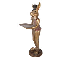 Clayre &amp; Eef | Decoratie Konijn met schaal Bruin Rood 19x15x52 cm | 6PR6001