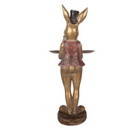 Clayre &amp; Eef | Decoratie Konijn met schaal Bruin Rood 19x15x52 cm | 6PR6001