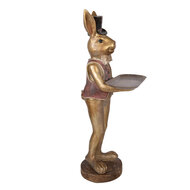 Clayre &amp; Eef | Decoratie Konijn met schaal Bruin Rood 19x15x52 cm | 6PR6001