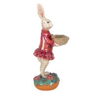 Clayre &amp; Eef | Decoratie Konijn met schaal Beige Roze 11x14x30 cm | 6PR6019