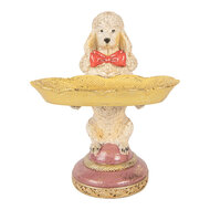 Clayre &amp; Eef | Decoratie Hond met schaal Beige Geel 15x16x21 cm | 6PR6048