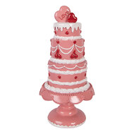 Clayre &amp; Eef | Decoratie taart Roze Wit &oslash; 16x33 cm | 6PR6061