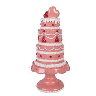 Clayre &amp; Eef | Decoratie taart Roze Wit &oslash; 16x33 cm | 6PR6061