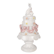 Clayre &amp; Eef | Decoratie taart Wit Roze &oslash; 15x29 cm | 6PR6063