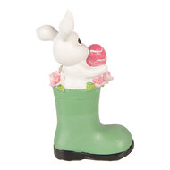 Clayre &amp; Eef | Decoratie Konijn in laars Wit Groen 13x8x20 cm | 6PR6070