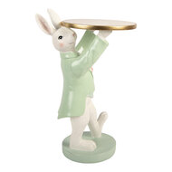 Clayre &amp; Eef | Decoratie Konijn met schaal Wit Groen 19x14x28 cm | 6PR6099