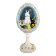 Clayre &amp; Eef | Decoratie ei met konijn Wit Blauw 13x12x28 cm | 6PR6110