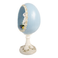 Clayre &amp; Eef | Decoratie ei met konijn Wit Blauw 13x12x28 cm | 6PR6110