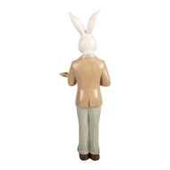 Clayre &amp; Eef | Decoratie Konijn met schaal Wit Bruin 20x20x56 cm | 6PR6114