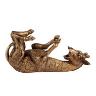 Clayre &amp; Eef | Wijnfles houder Giraf Goudkleurig Bronskleurig 33x13x16 cm | 6PR6115
