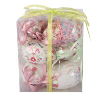 Clayre &amp; Eef | Decoratie Hanger Ei (set 9) Wit Roze &oslash; 5x8 cm | 66445