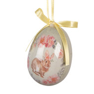 Clayre &amp; Eef | Decoratie Hanger Ei (set 9) Groen Roze &oslash; 5x8 cm | 66447