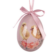 Clayre &amp; Eef | Decoratie Hanger Ei (set 9) Groen Roze &oslash; 5x8 cm | 66447