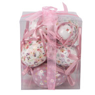 Clayre &amp; Eef | Decoratie Hanger Ei (set 9) Wit Roze &oslash; 5x8 cm | 66451