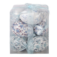 Clayre &amp; Eef | Decoratie Hanger Ei (set 9) Wit Blauw &oslash; 5x8 cm | 66452