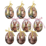 Clayre &amp; Eef | Decoratie Hanger Ei (set 9) Meerkleurig &oslash; 5x8 cm | 66454