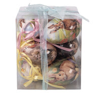 Clayre &amp; Eef | Decoratie Hanger Ei (set 9) Meerkleurig &oslash; 5x8 cm | 66454