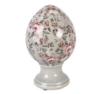 Clayre &amp; Eef | Decoratie Ei op voet Grijs Roze &oslash; 12x19 cm | 6CE2399M