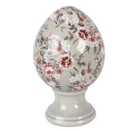 Clayre &amp; Eef | Decoratie Ei op voet Grijs Roze &oslash; 12x19 cm | 6CE2399M