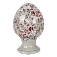 Clayre &amp; Eef | Decoratie Ei op voet Grijs Roze &oslash; 9x14 cm | 6CE2399S