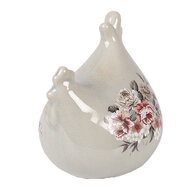 Clayre &amp; Eef | Decoratie Kip Grijs Roze 12x11x13 cm | 6CE2400