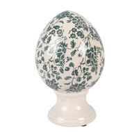 Clayre &amp; Eef | Decoratie Ei op voet Beige Groen &oslash; 12x19 cm | 6CE2405M