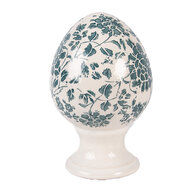 Clayre &amp; Eef | Decoratie Ei op voet Beige Groen &oslash; 9x14 cm | 6CE2405S