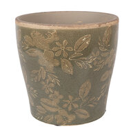 Clayre &amp; Eef | Bloempot Binnen Groen Bruin &oslash; 14x13 cm | 6CE2410L