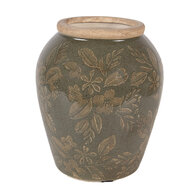 Clayre &amp; Eef | Vaas Groen Bruin &oslash; 13x15 cm | 6CE2411S