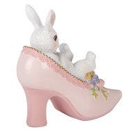 Clayre &amp; Eef | Decoratie Konijn in schoen Wit Roze 13x5x12 cm | 6PR5979