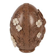 Clayre &amp; Eef | Decoratie Ei Bruin Wit &oslash; 9x13 cm | 6PR6012