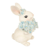 Clayre &amp; Eef | Decoratie Konijn Wit Blauw 9x10x13 cm | 6PR6075