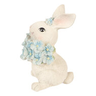 Clayre &amp; Eef | Decoratie Konijn Wit Blauw 9x10x13 cm | 6PR6075
