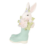 Clayre &amp; Eef | Decoratie Konijn in laarzen Wit Blauw 9x9x15 cm | 6PR6077