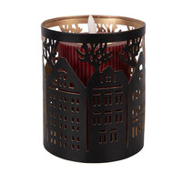 Clayre &amp; Eef | Theelichthouder Kerst Bruin &oslash; 11x13 cm | 6Y5976