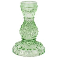 Dekoratief | Kandelaar, groen/transparant, glas, 8x8x12cm | A258374