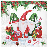 Dekoratief | Pakje 20 servetten 'Christmas Gnomes', 33x33cm | A702019