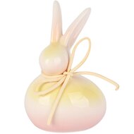 Dekoratief | Bunny m/bloempje/strikje, groen/roze/wit, dolomiet, 8x7x12cm | A260754