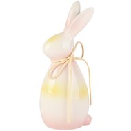 Dekoratief | Bunny m/bloempje/strikje, groen/roze/wit, dolomiet, 8x6x19cm | A260753