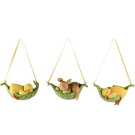 Dekoratief | Hanger kuiken/eendje/konijn, groen, resina, 12x6x6cm, set van 3 stuks | A260702