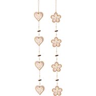 Dekoratief | Slinger m/harten/bloemen, hout, 84x8x1cm, set van 2 stuks | A260632