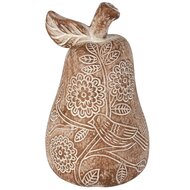 Dekoratief | Deco peer m/vogeltje, grijs, cement, 13x13x20cm | A260087