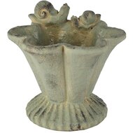 Dekoratief | Vogelbad m/vogeltje, grijs, cement, 20x19x19cm | A260080