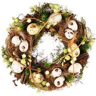 Dekoratief | Krans m/eitjes, naturel/wit, pvc, 28x28cm | A260824