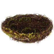 Dekoratief | Vogelnestje m/gras/mos, naturel/groen, pvc, 20x20x7cm | A260819