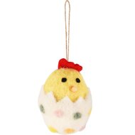 Dekoratief | Hanger kippetje  in ei, stof, 5x5x7cm | A260073